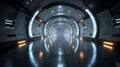 Starship launch bay tunnel with starlight reflections Royalty Free Stock Photo