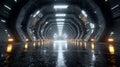 Starship launch bay tunnel with starlight reflections Royalty Free Stock Photo