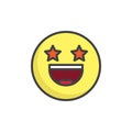 Starstruck face emoticon filled outline icon