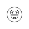 Starstruck face emoticon line icon