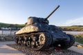 Start Bay, Devon, UK - January 15. Old Sherman tank at Start Bay, Devon on January 15, 2024 Royalty Free Stock Photo
