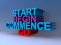 Start begin commence go on blue Royalty Free Stock Photo