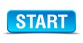 Start blue square isolated button