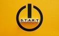 Start button as the beginning of something new. Fresh opportunities and personal transformation. Royalty Free Stock Photo