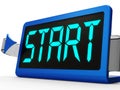 Start Button On Clock Showing Beginning Or Activating Royalty Free Stock Photo