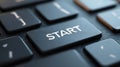 Start button at the computer keyboard. Beginning of the work, project Royalty Free Stock Photo