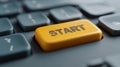 Start button at the computer keyboard. Beginning of the work, project Royalty Free Stock Photo