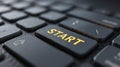 Start button at the computer keyboard. Beginning of the work, project Royalty Free Stock Photo