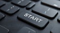 Start button at the computer keyboard. Beginning of the work, project Royalty Free Stock Photo