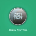 2021 Start. Button on a green background. Concept for the beginning of the New Year Royalty Free Stock Photo