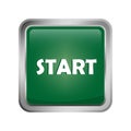 Start button symbol. Shiny green graphic. Vector launch icon. Word Start typography. Royalty Free Stock Photo
