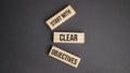 start with clear objectives word written on wood block. objective text on table, concept