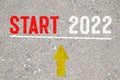 2022 Start, Concept of road to new life. Motivational inscription on the road going forward. Royalty Free Stock Photo