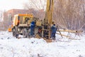 before construction, geological studies of the structure and depth of soil freezing by drilling Royalty Free Stock Photo