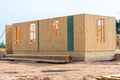 start of construction of a new plywood house Royalty Free Stock Photo