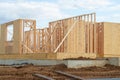 start of construction of a new plywood house Royalty Free Stock Photo