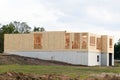 start of construction of a plywood house new home work Royalty Free Stock Photo