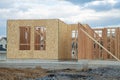 start of construction of a plywood house new Royalty Free Stock Photo