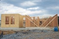 start of construction of a plywood house new Royalty Free Stock Photo