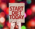 Start Diet Today card with colorful background with defocused lights