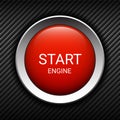 Start engine button on carbon background