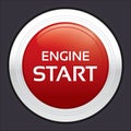 Start engine button. Red round sticker. Royalty Free Stock Photo
