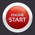 Start engine button. Red round sticker.