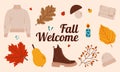 Start of fall. Cozy autumn collection. Warm autumn season.