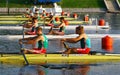 At the start of finals in rowing Royalty Free Stock Photo