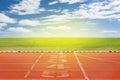 Start and Finish point of race track ,Running track number in fr Royalty Free Stock Photo