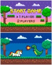 Start Game Players Option, Pixel Art Scene Set