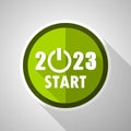 2023 start green vector icon, flat design new year symbol
