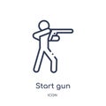 Start gun icon from olympic games outline collection. Thin line start gun icon isolated on white background Royalty Free Stock Photo