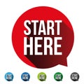 Start Here button label set Royalty Free Stock Photo