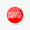 Start here button for web site sticker icon Royalty Free Stock Photo