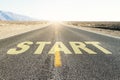 Start line on country highway background. Concept for business planning, strategy and challenge or career path, opportunity and Royalty Free Stock Photo