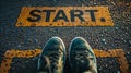 The Start Line with Sneakers.AI generated image Royalty Free Stock Photo