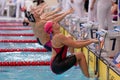 Start of mixed gender medley relay during Salnikov Cup Royalty Free Stock Photo