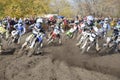 Start motocross, a group of motorbike racing