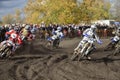 Start motocross, a group of motorbike racing