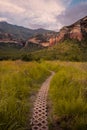 The start of the Mushroom Rock hiking trail, in the Golden Gate Highlands National Park Royalty Free Stock Photo