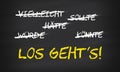 Start now black board - German-Translation: Los geht`s Royalty Free Stock Photo