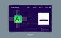 Start page website. AI chip or processor, technology, machine learning, neural network, Artificial Intelligence. Royalty Free Stock Photo