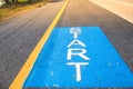 Start point on the asphalt roads Royalty Free Stock Photo