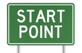 Start Point, green road sign. 3D rendering Royalty Free Stock Photo
