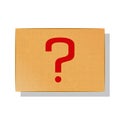 Start poll plate design element, Red question mark on the cardboard sheet Royalty Free Stock Photo