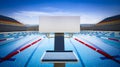 Start position in competition swimming pool Royalty Free Stock Photo