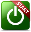 Start power icon green square button Royalty Free Stock Photo