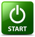 Start (power icon) green square button Royalty Free Stock Photo