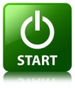 Start (power icon) green square button Royalty Free Stock Photo
